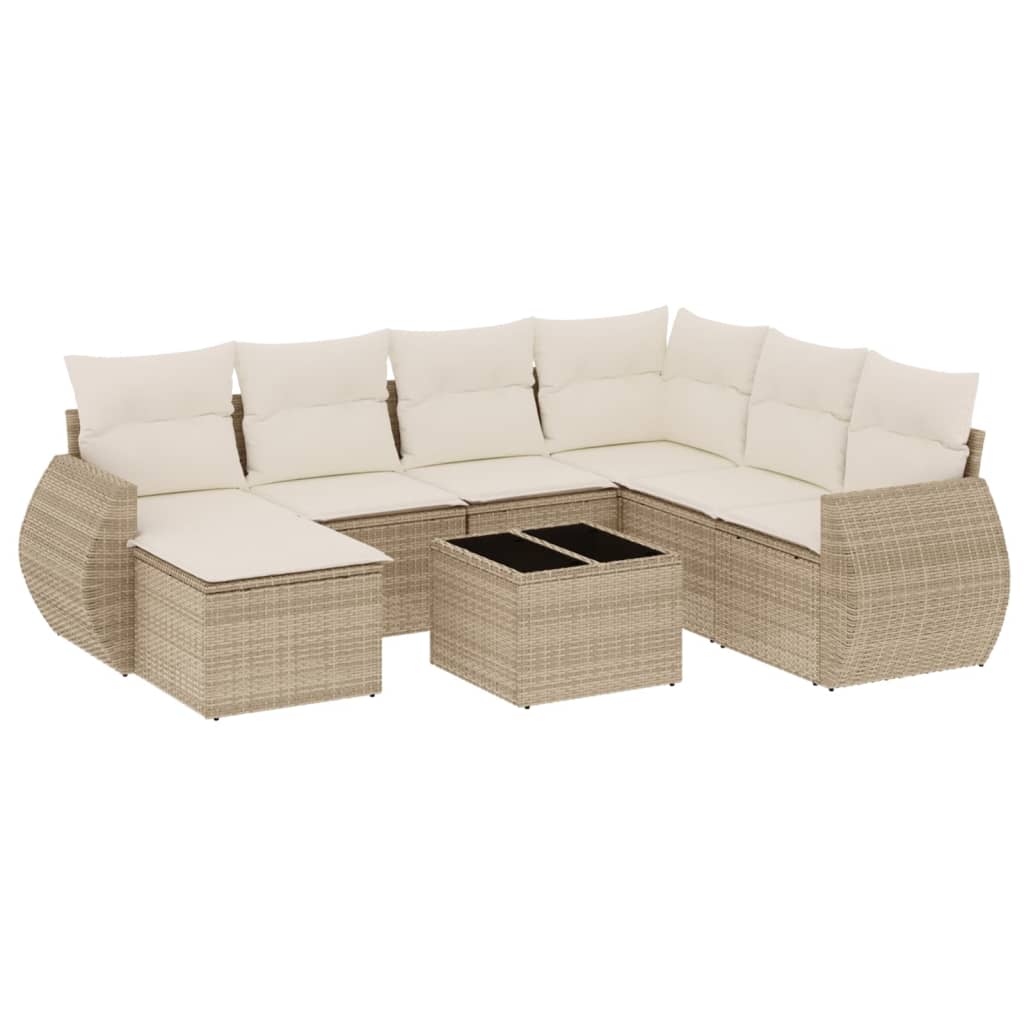 8-delige Loungeset met kussens poly rattan beige is nu te koop bij PeponiXL, paradijselijk wonen!