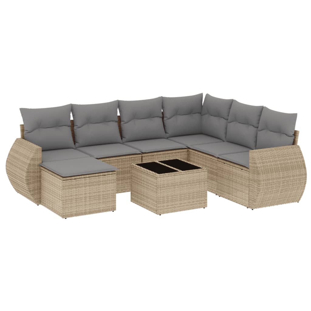 8-delige Loungeset met kussens poly rattan beige is nu te koop bij PeponiXL, paradijselijk wonen!