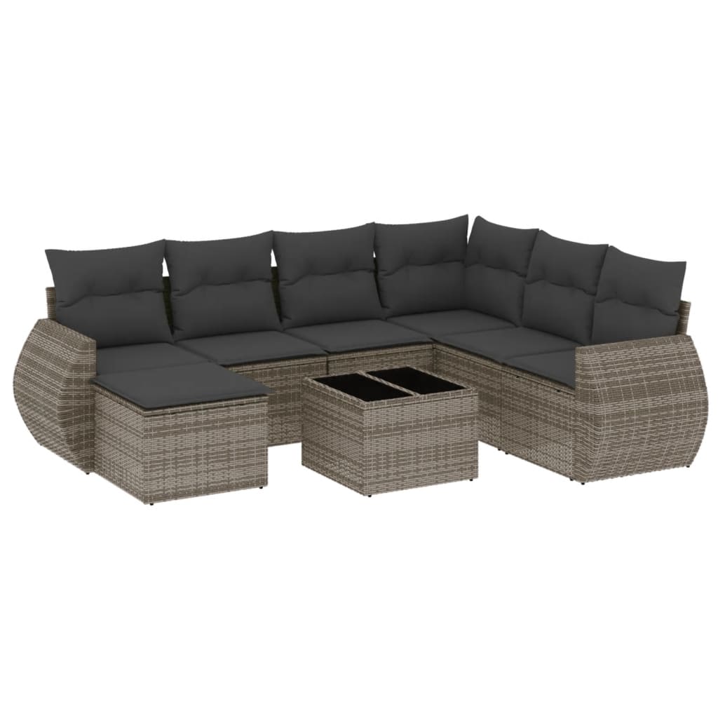 8-delige Loungeset met kussens poly rattan grijs is nu te koop bij PeponiXL, paradijselijk wonen!