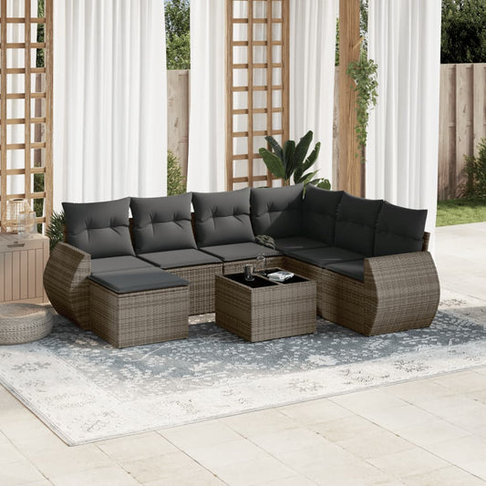 8-delige Loungeset met kussens poly rattan grijs is nu te koop bij PeponiXL, paradijselijk wonen!