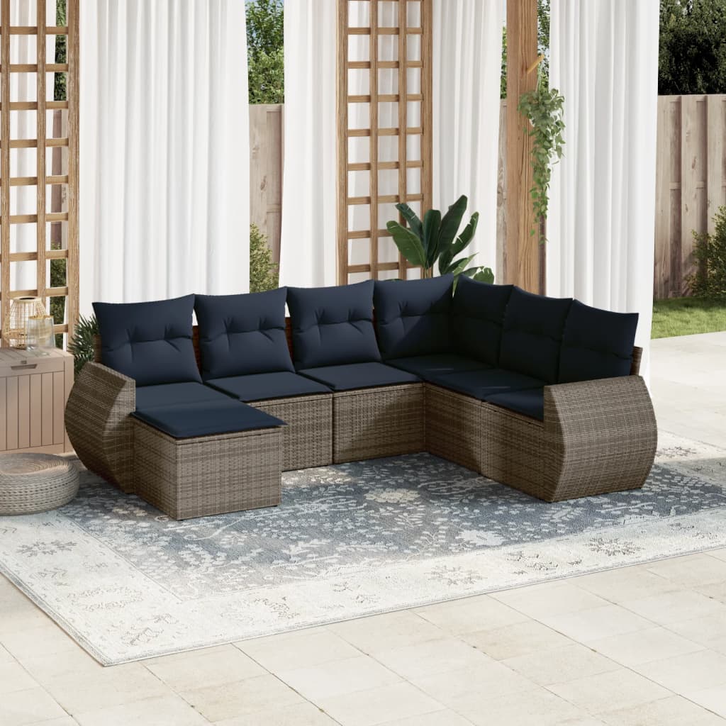 8-delige tuinbankset met kussens, grijs polyrotan is nu te koop bij PeponiXL, paradijselijk wonen!