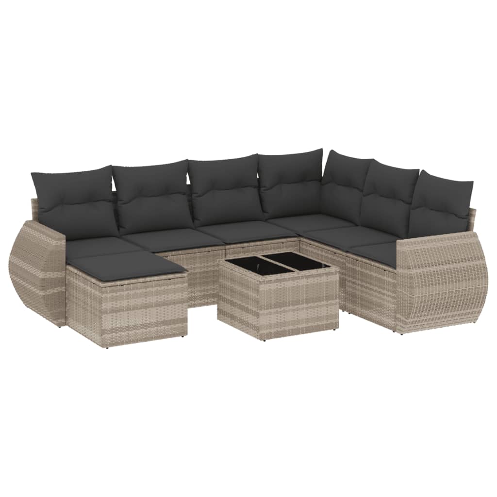 8-delige Loungeset met kussens poly rattan lichtgrijs is nu te koop bij PeponiXL, paradijselijk wonen!