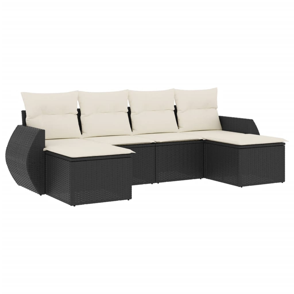 6-delige Loungeset met kussens poly rattan zwart is nu te koop bij PeponiXL, paradijselijk wonen!