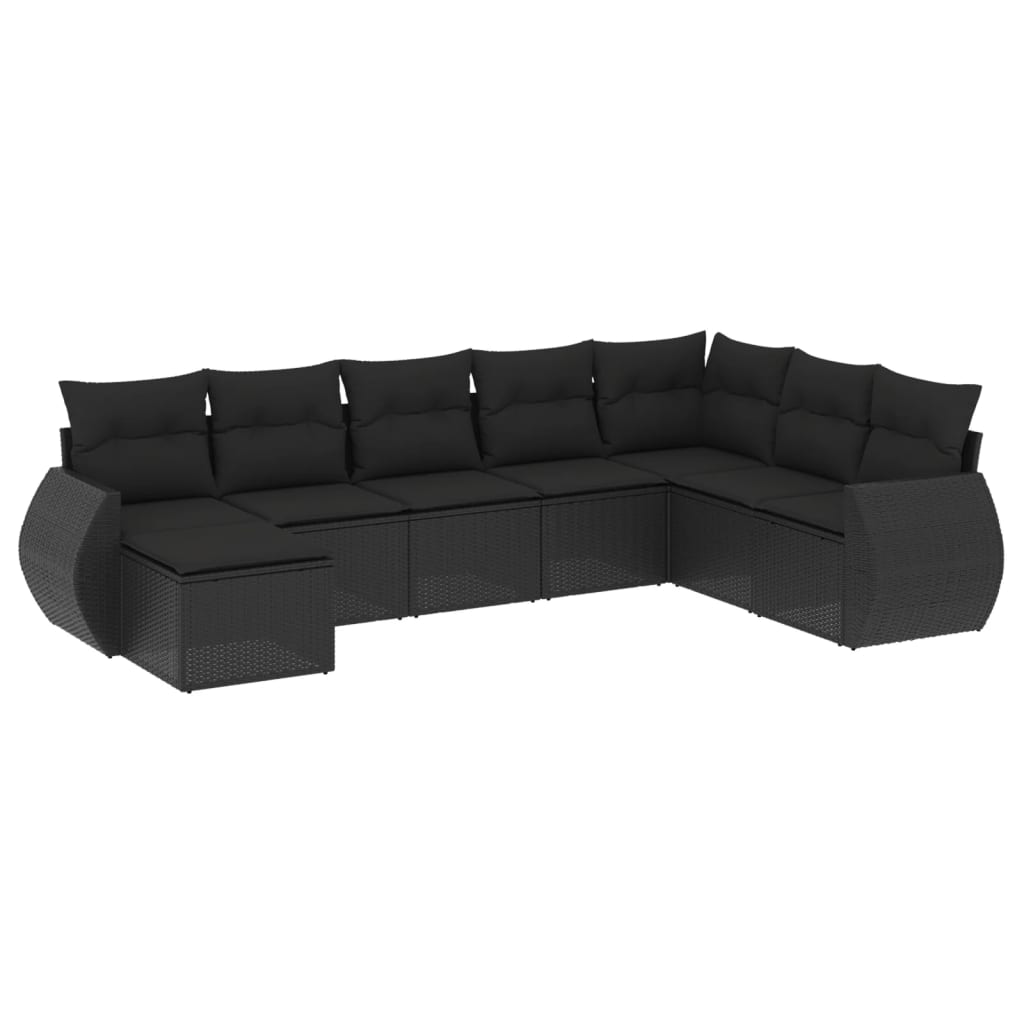 8-delige Loungeset met kussens poly rattan zwart is nu te koop bij PeponiXL, paradijselijk wonen!