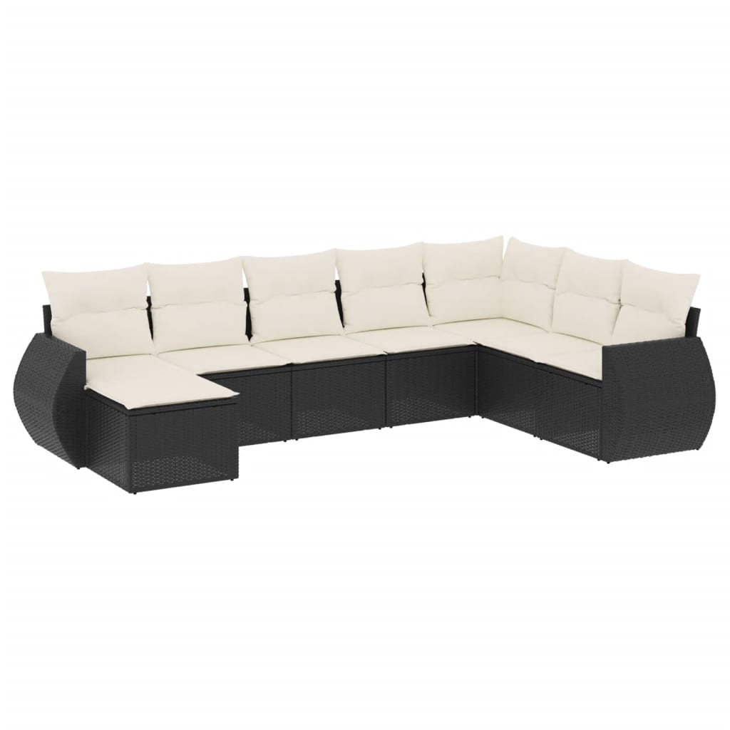 8-delige Loungeset met kussens poly rattan zwart is nu te koop bij PeponiXL, paradijselijk wonen!