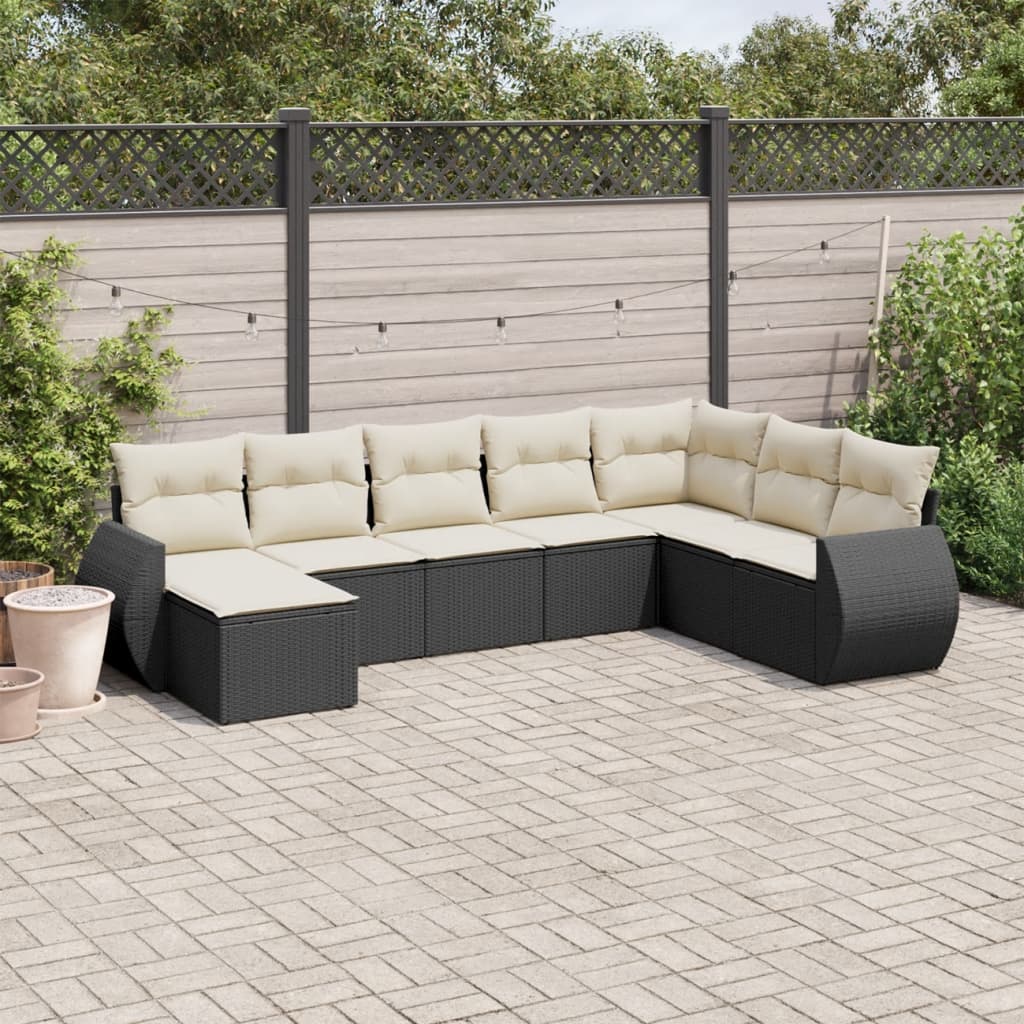 8-delige Loungeset met kussens poly rattan zwart is nu te koop bij PeponiXL, paradijselijk wonen!