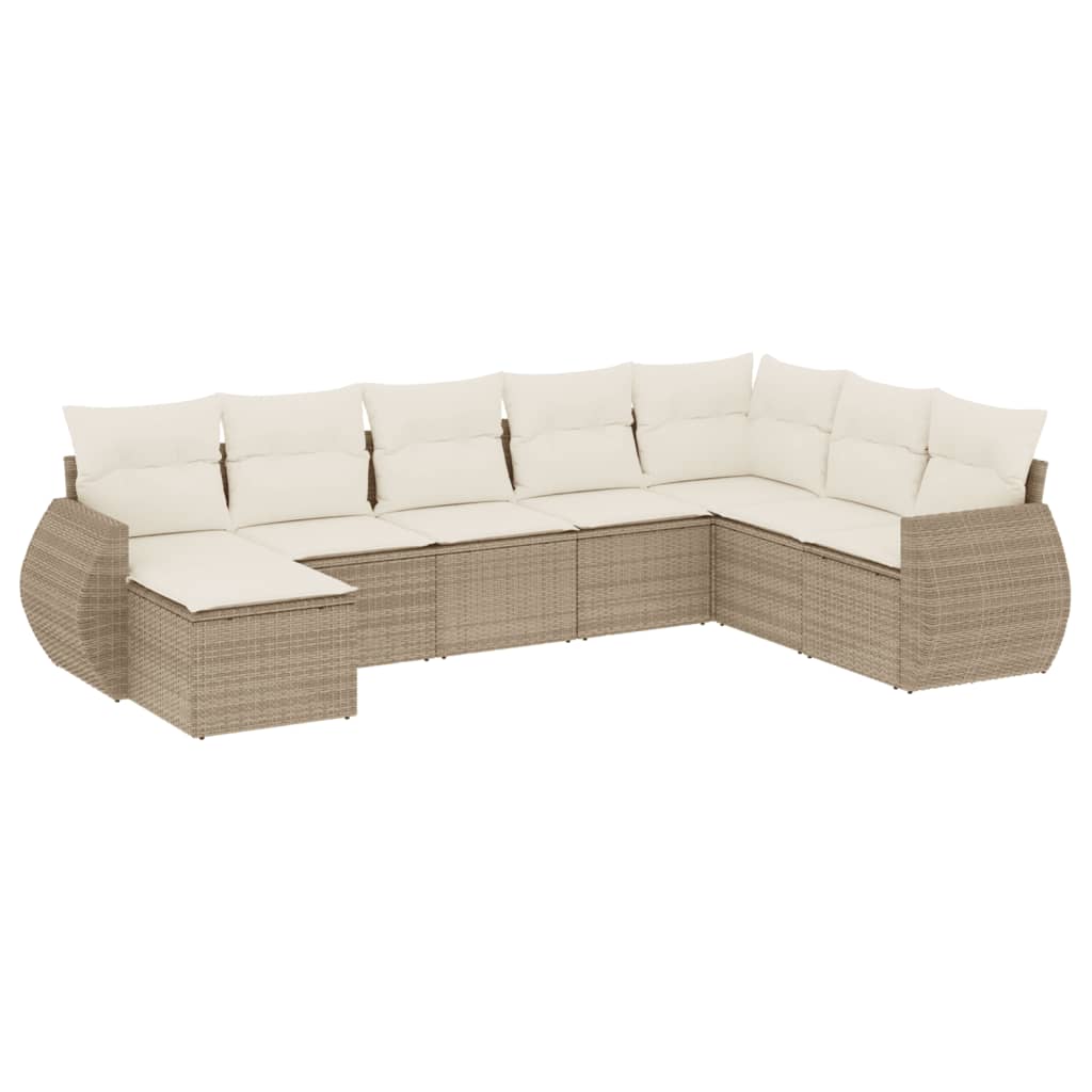 8-delige Loungeset met kussens poly rattan beige is nu te koop bij PeponiXL, paradijselijk wonen!