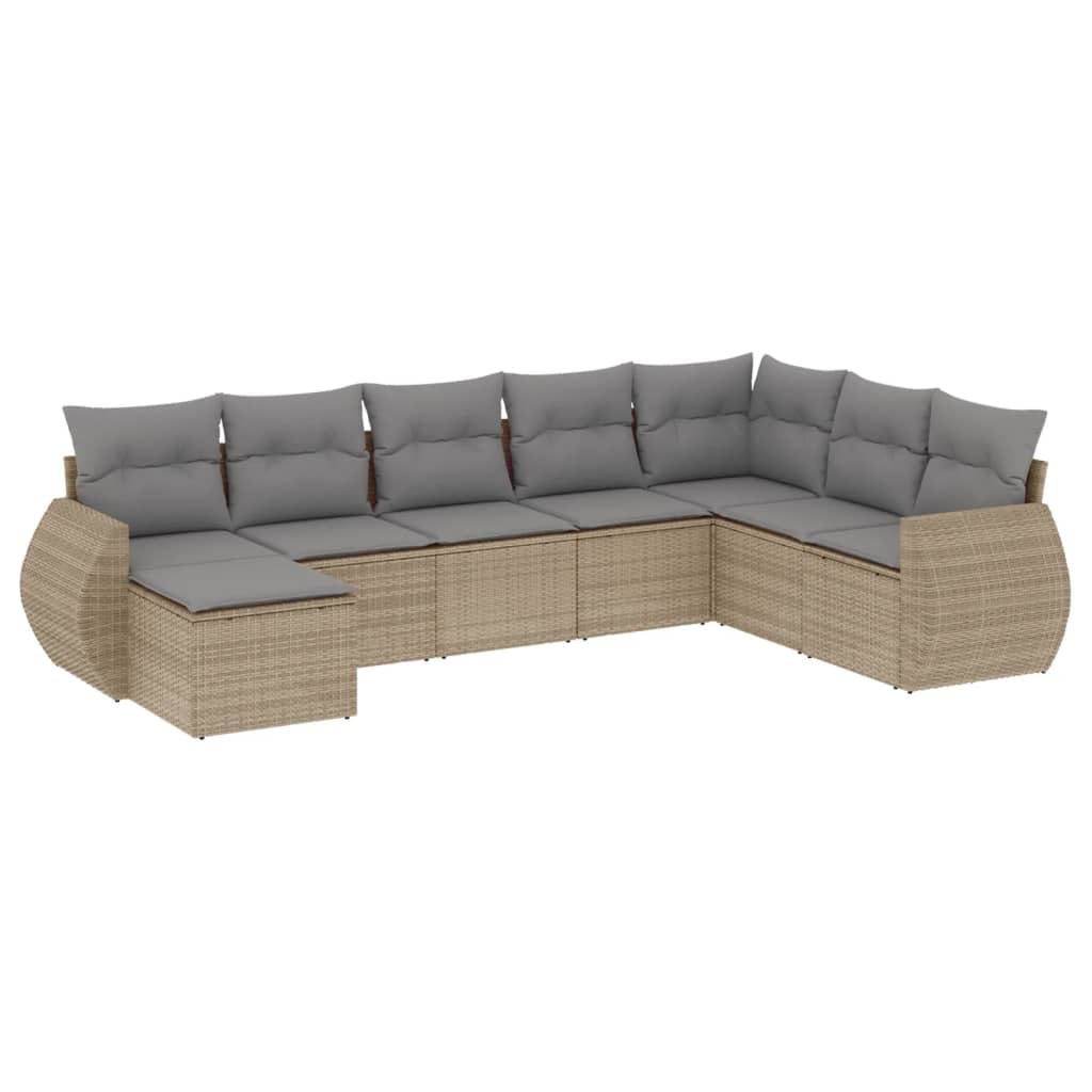 8-delige Loungeset met kussens poly rattan beige is nu te koop bij PeponiXL, paradijselijk wonen!