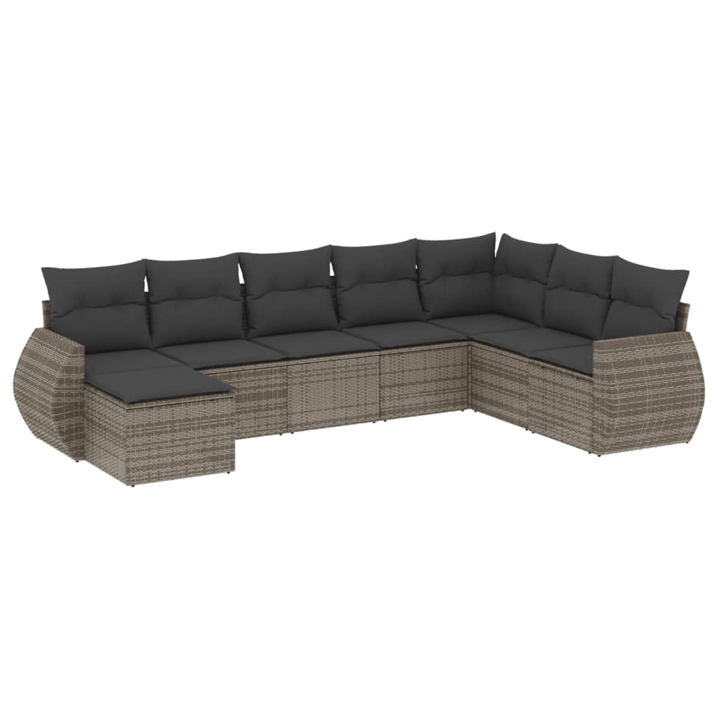 8-delige Loungeset met kussens poly rattan grijs is nu te koop bij PeponiXL, paradijselijk wonen!