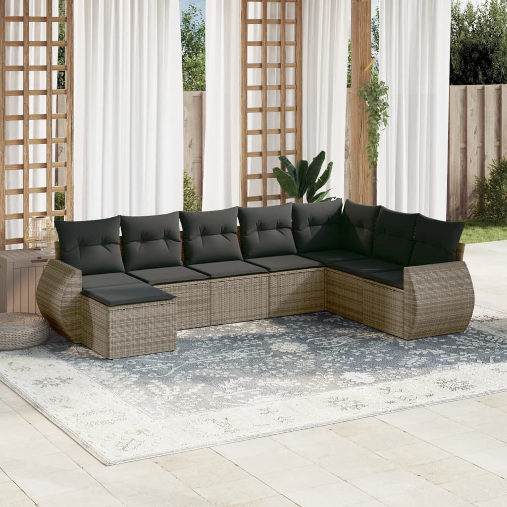 8-delige Loungeset met kussens poly rattan grijs is nu te koop bij PeponiXL, paradijselijk wonen!