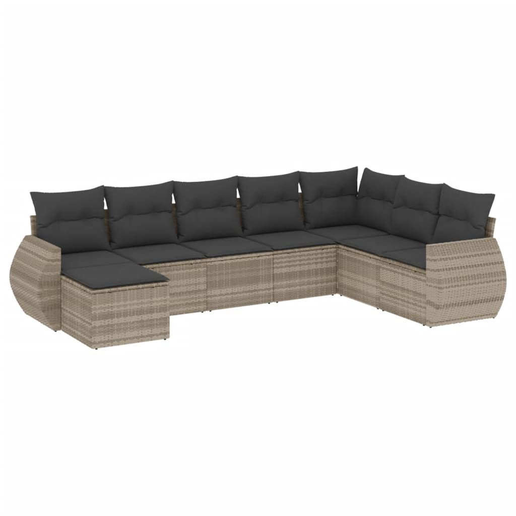 8-delige Loungeset met kussens poly rattan lichtgrijs is nu te koop bij PeponiXL, paradijselijk wonen!