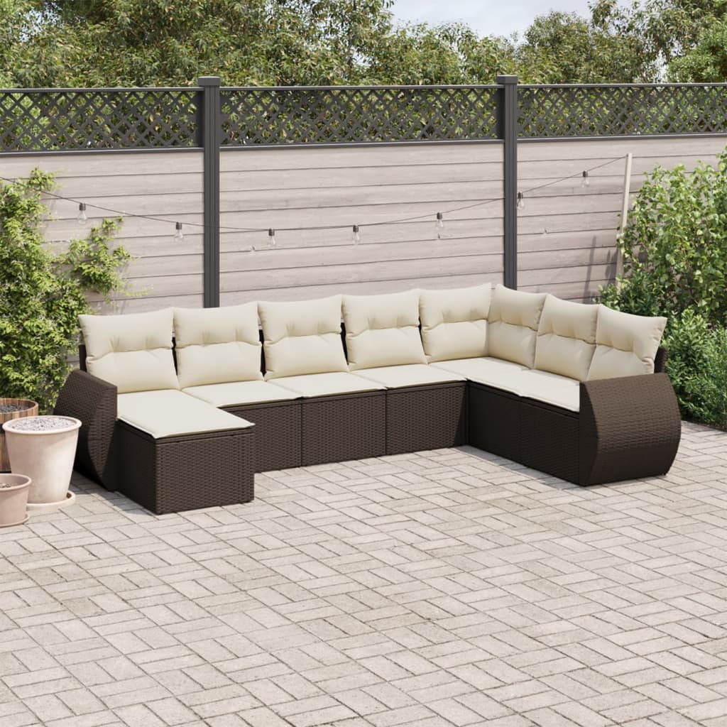 8-delige Loungeset met kussens poly rattan bruin is nu te koop bij PeponiXL, paradijselijk wonen!