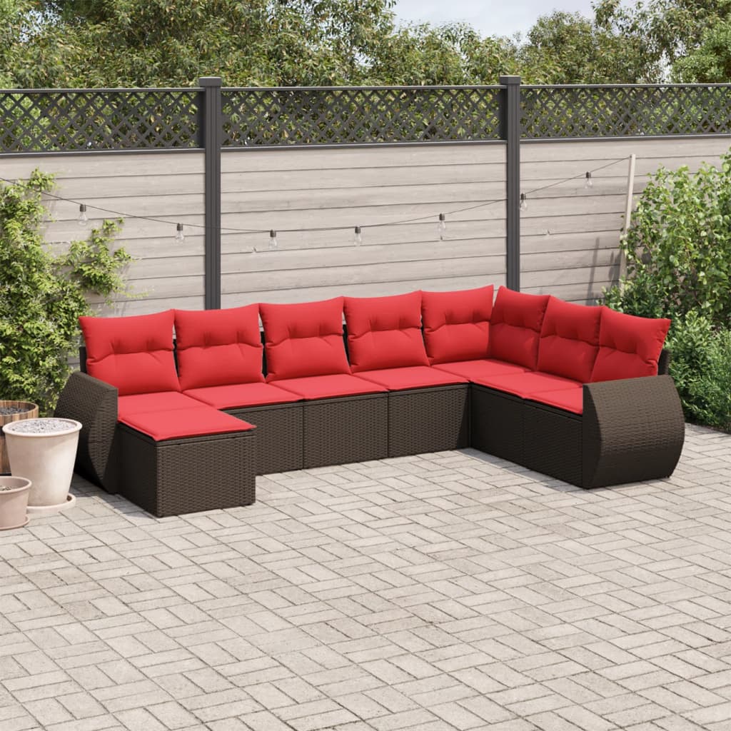 8-delige tuinbankset met kussens, bruin polyrotan is nu te koop bij PeponiXL, paradijselijk wonen!