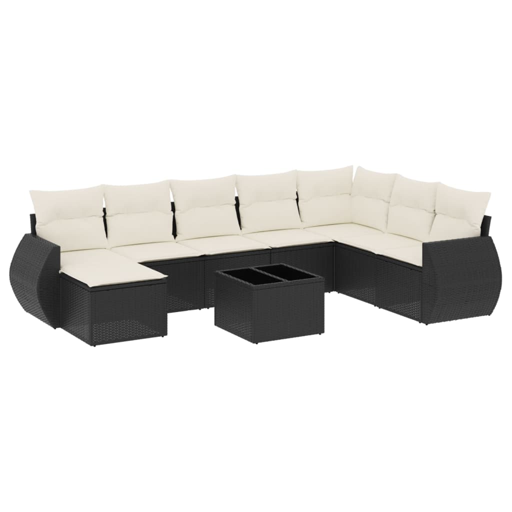 9-delige Loungeset met kussens poly rattan zwart is nu te koop bij PeponiXL, paradijselijk wonen!