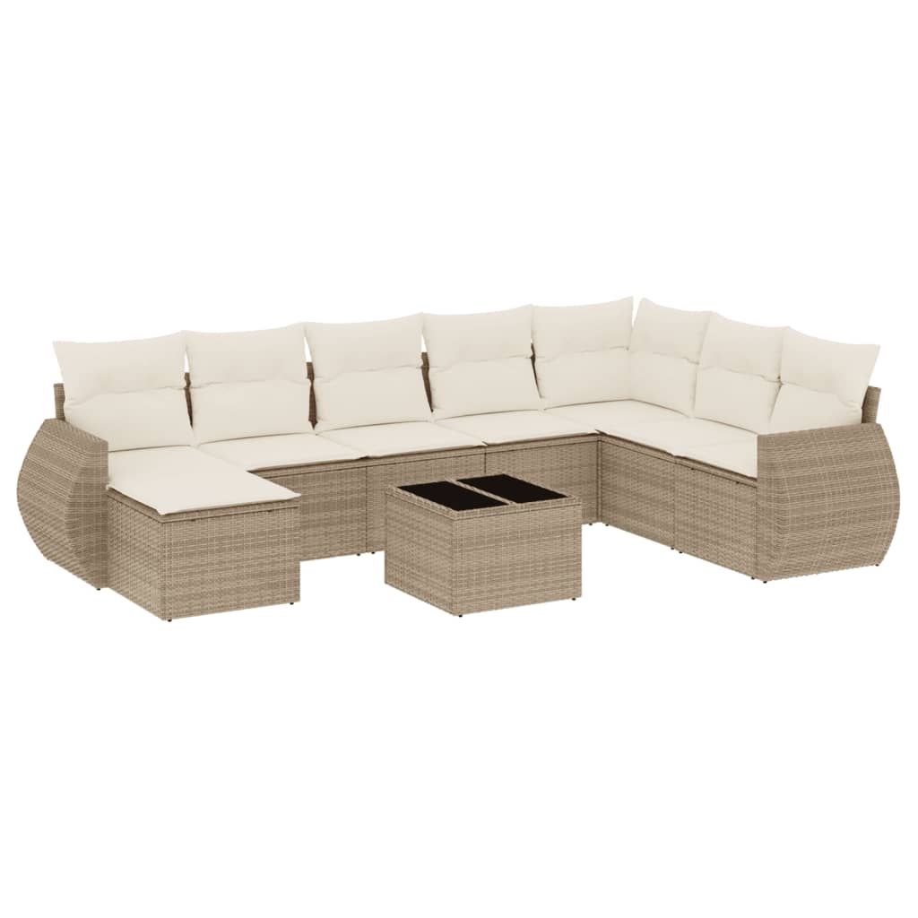 9-delige Loungeset met kussens poly rattan beige is nu te koop bij PeponiXL, paradijselijk wonen!