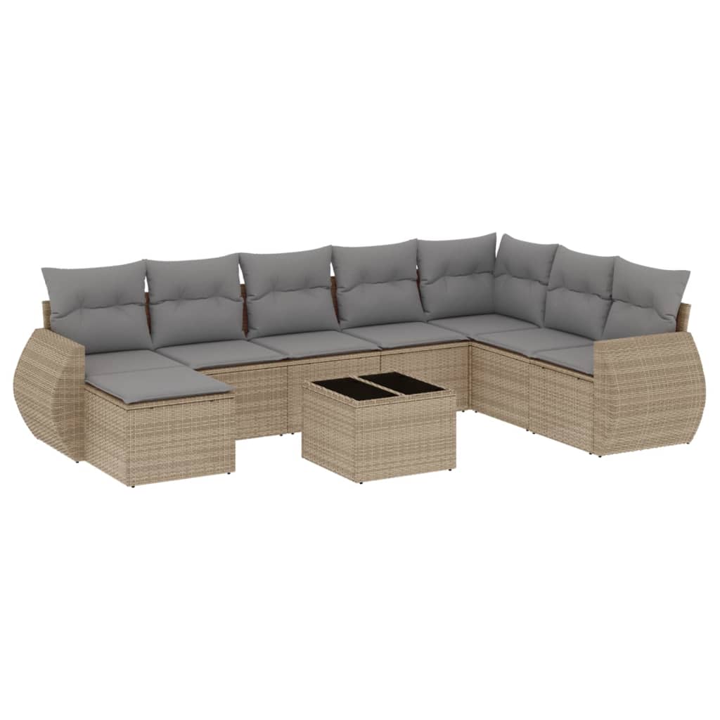 9-delige Loungeset met kussens poly rattan beige is nu te koop bij PeponiXL, paradijselijk wonen!