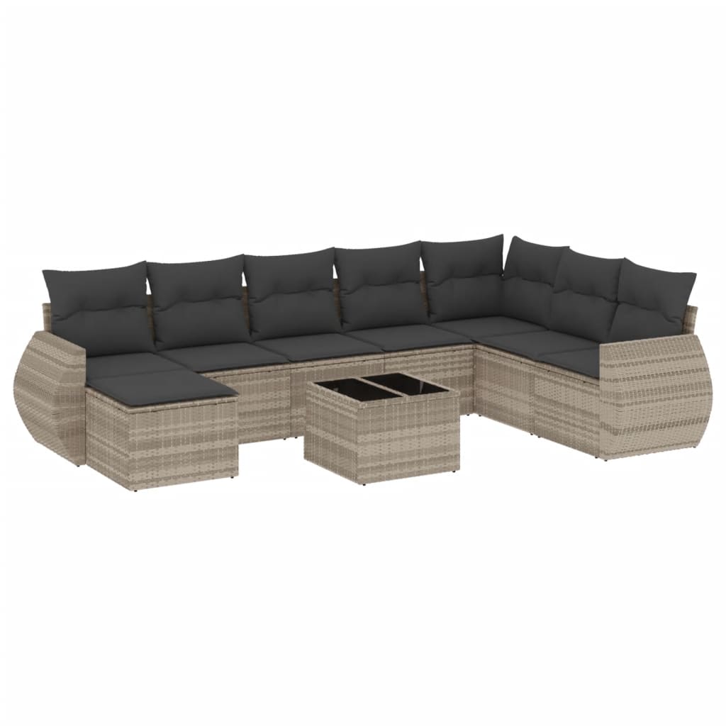 9-delige Loungeset met kussens poly rattan lichtgrijs is nu te koop bij PeponiXL, paradijselijk wonen!