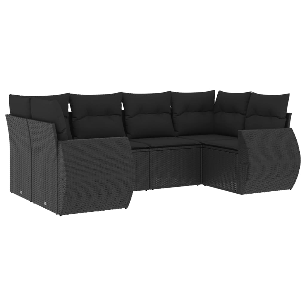 6-delige Loungeset met kussens poly rattan zwart is nu te koop bij PeponiXL, paradijselijk wonen!