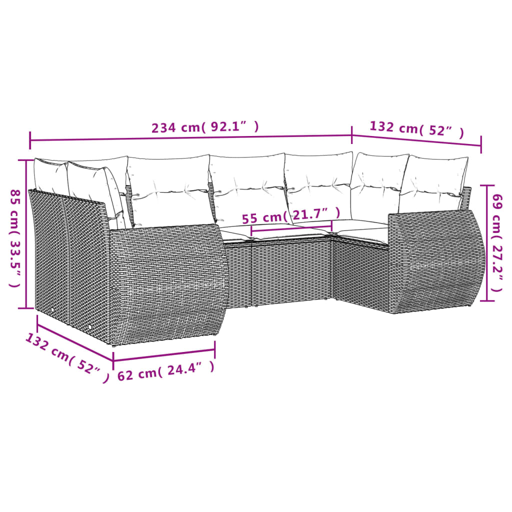 6-delige Loungeset met kussens poly rattan zwart is nu te koop bij PeponiXL, paradijselijk wonen!