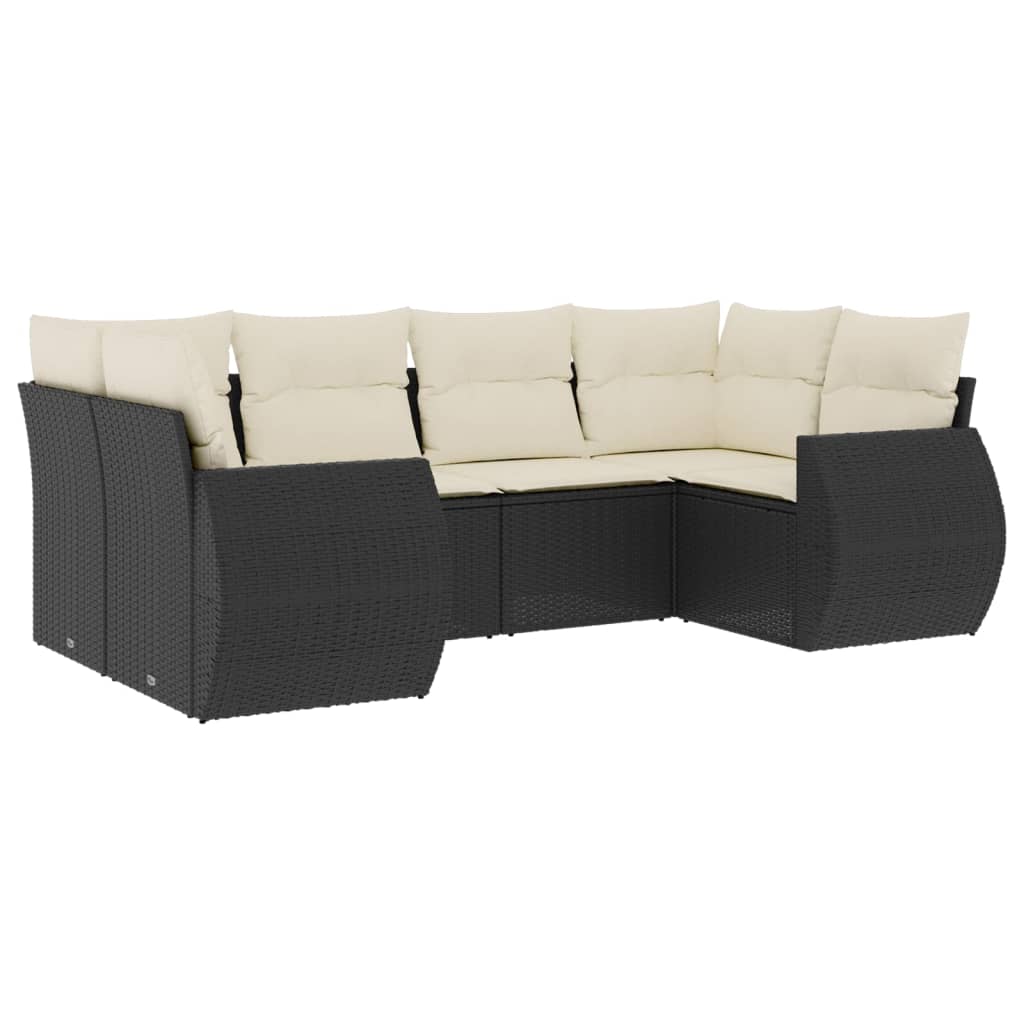 6-delige Loungeset met kussens poly rattan zwart is nu te koop bij PeponiXL, paradijselijk wonen!