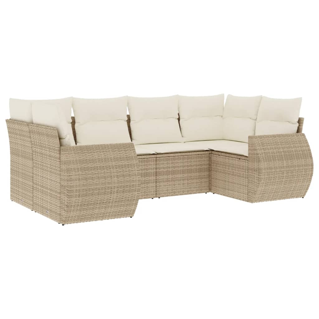 6-delige Loungeset met kussens poly rattan beige is nu te koop bij PeponiXL, paradijselijk wonen!