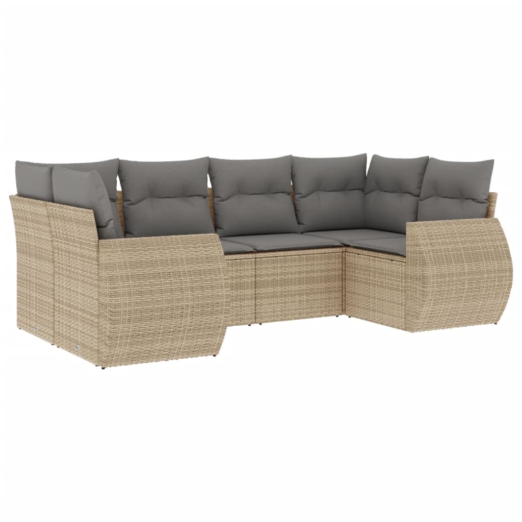 6-delige Loungeset met kussens poly rattan beige is nu te koop bij PeponiXL, paradijselijk wonen!