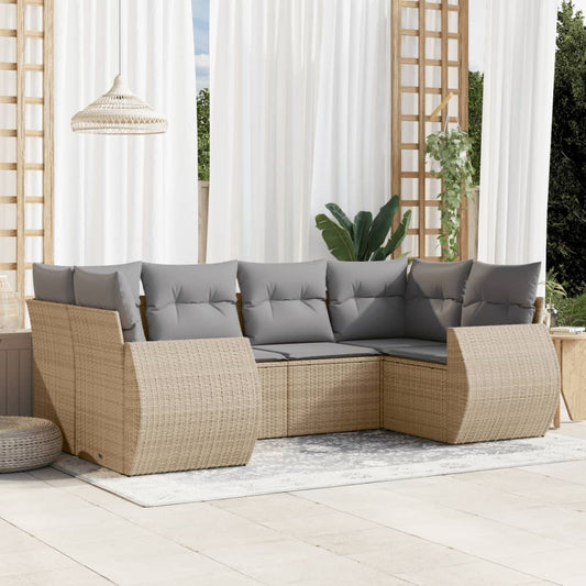 6-delige Loungeset met kussens poly rattan beige is nu te koop bij PeponiXL, paradijselijk wonen!