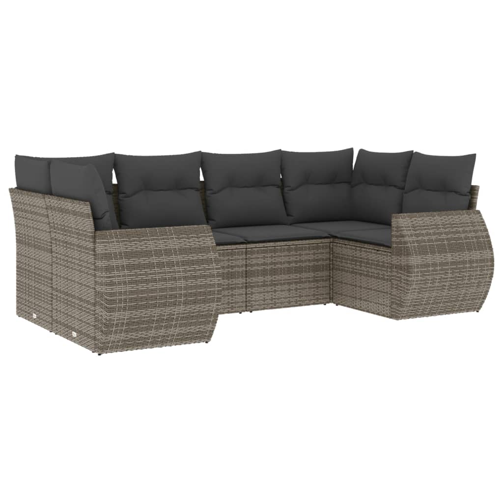 6-delige Loungeset met kussens poly rattan grijs is nu te koop bij PeponiXL, paradijselijk wonen!