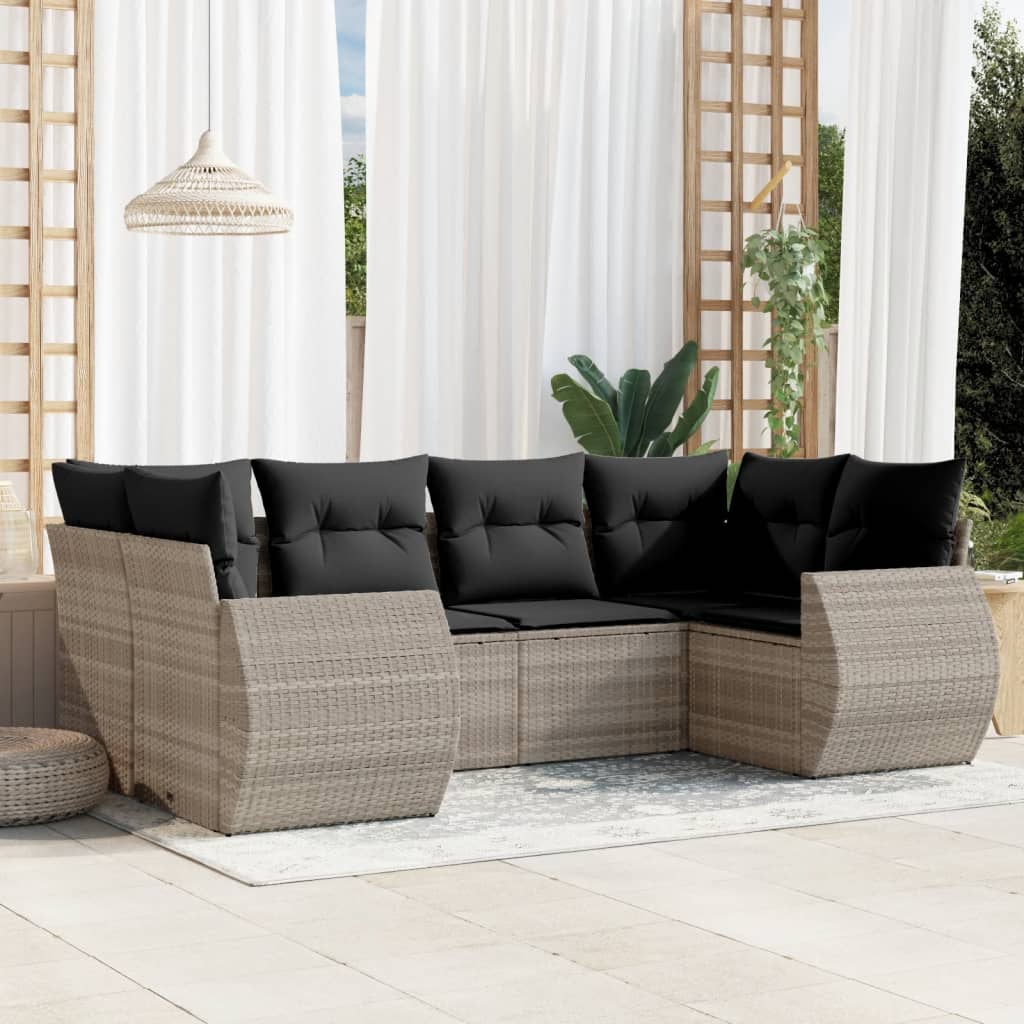 6-delige Loungeset met kussens poly rattan lichtgrijs is nu te koop bij PeponiXL, paradijselijk wonen!