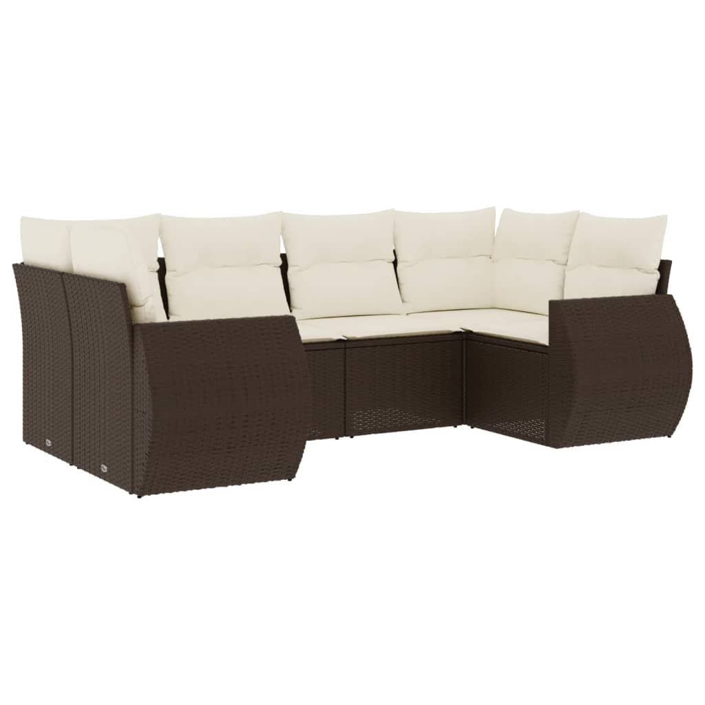 6-delige Loungeset met kussens poly rattan bruin is nu te koop bij PeponiXL, paradijselijk wonen!