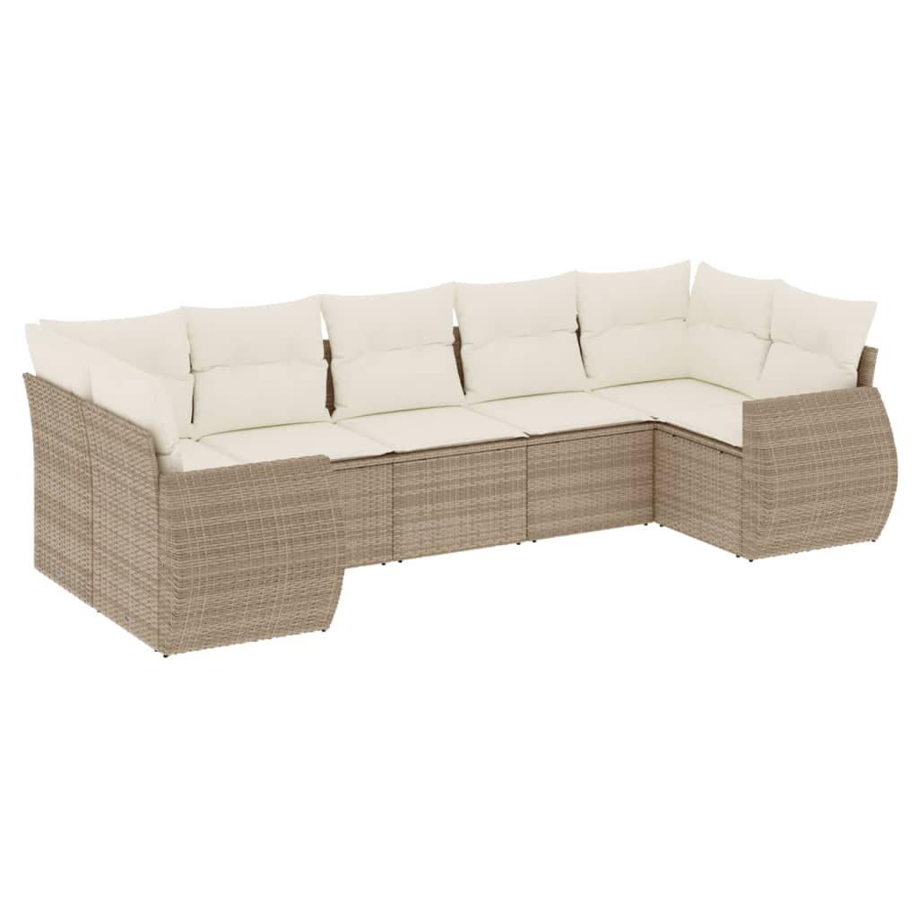 7-delige Loungeset met kussens poly rattan beige is nu te koop bij PeponiXL, paradijselijk wonen!