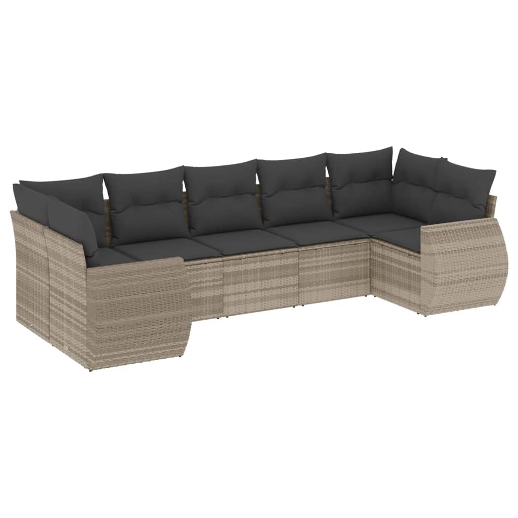 7-delige Loungeset met kussens poly rattan lichtgrijs is nu te koop bij PeponiXL, paradijselijk wonen!