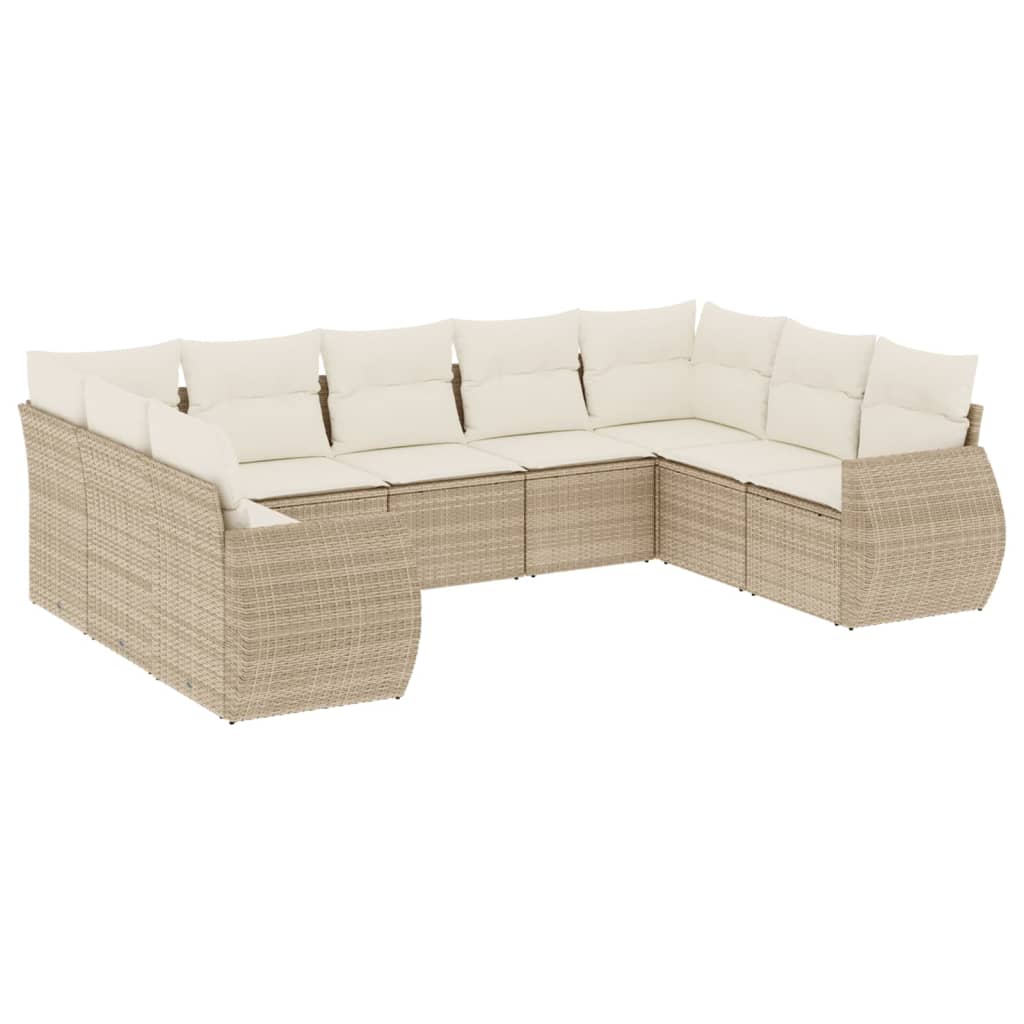 9-delige Loungeset met kussens poly rattan beige is nu te koop bij PeponiXL, paradijselijk wonen!