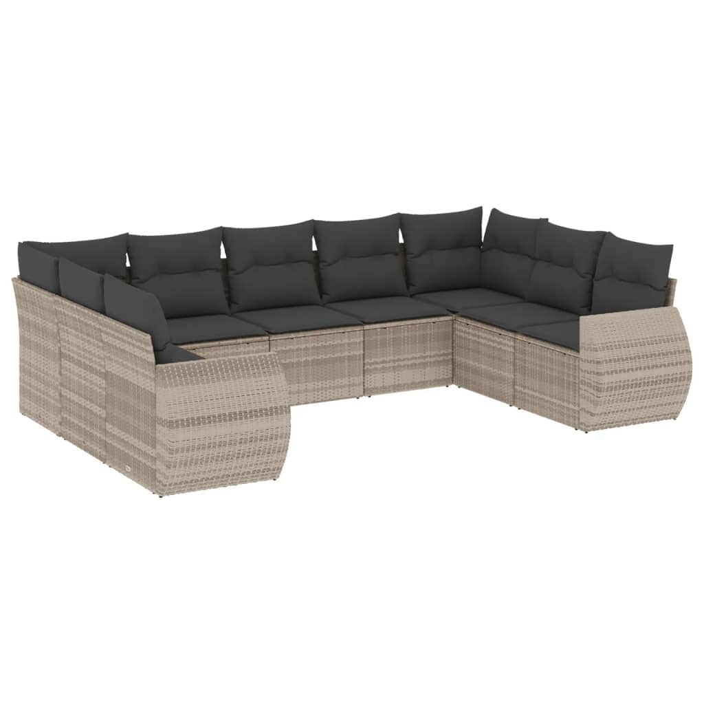 9-delige Loungeset met kussens poly rattan lichtgrijs is nu te koop bij PeponiXL, paradijselijk wonen!