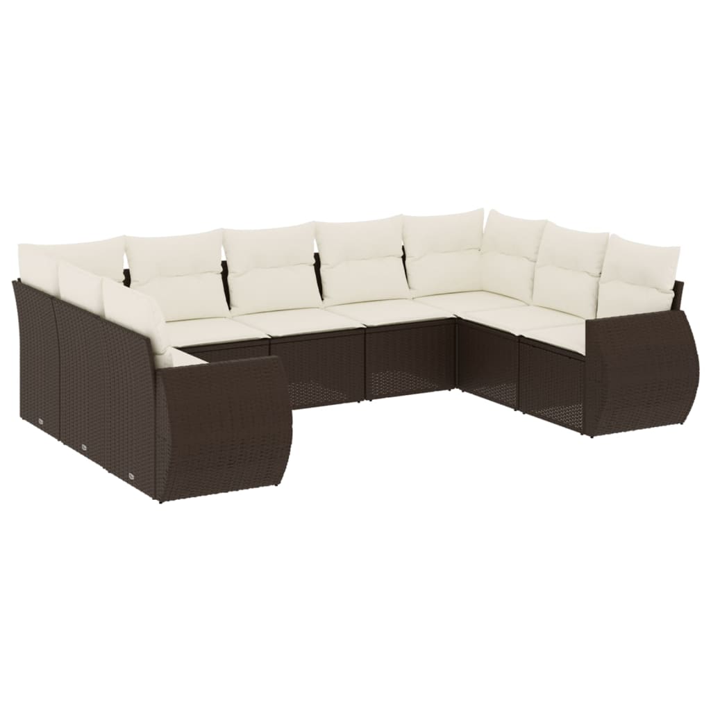 9-delige Loungeset met kussens poly rattan bruin is nu te koop bij PeponiXL, paradijselijk wonen!
