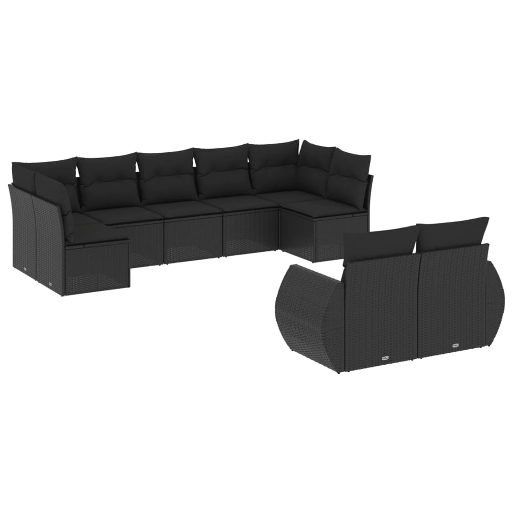 9-delige Loungeset met kussens poly rattan zwart is nu te koop bij PeponiXL, paradijselijk wonen!