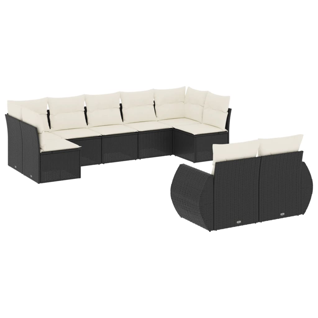 9-delige Loungeset met kussens poly rattan zwart is nu te koop bij PeponiXL, paradijselijk wonen!