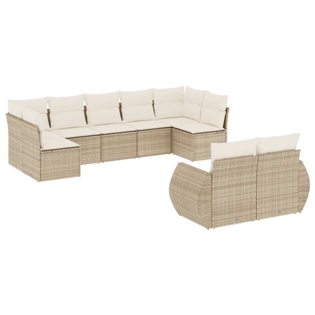 9-delige Loungeset met kussens poly rattan beige is nu te koop bij PeponiXL, paradijselijk wonen!