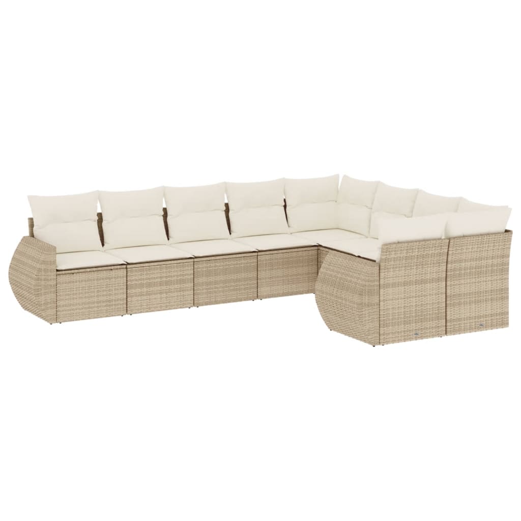 9-delige Loungeset met kussens poly rattan beige is nu te koop bij PeponiXL, paradijselijk wonen!