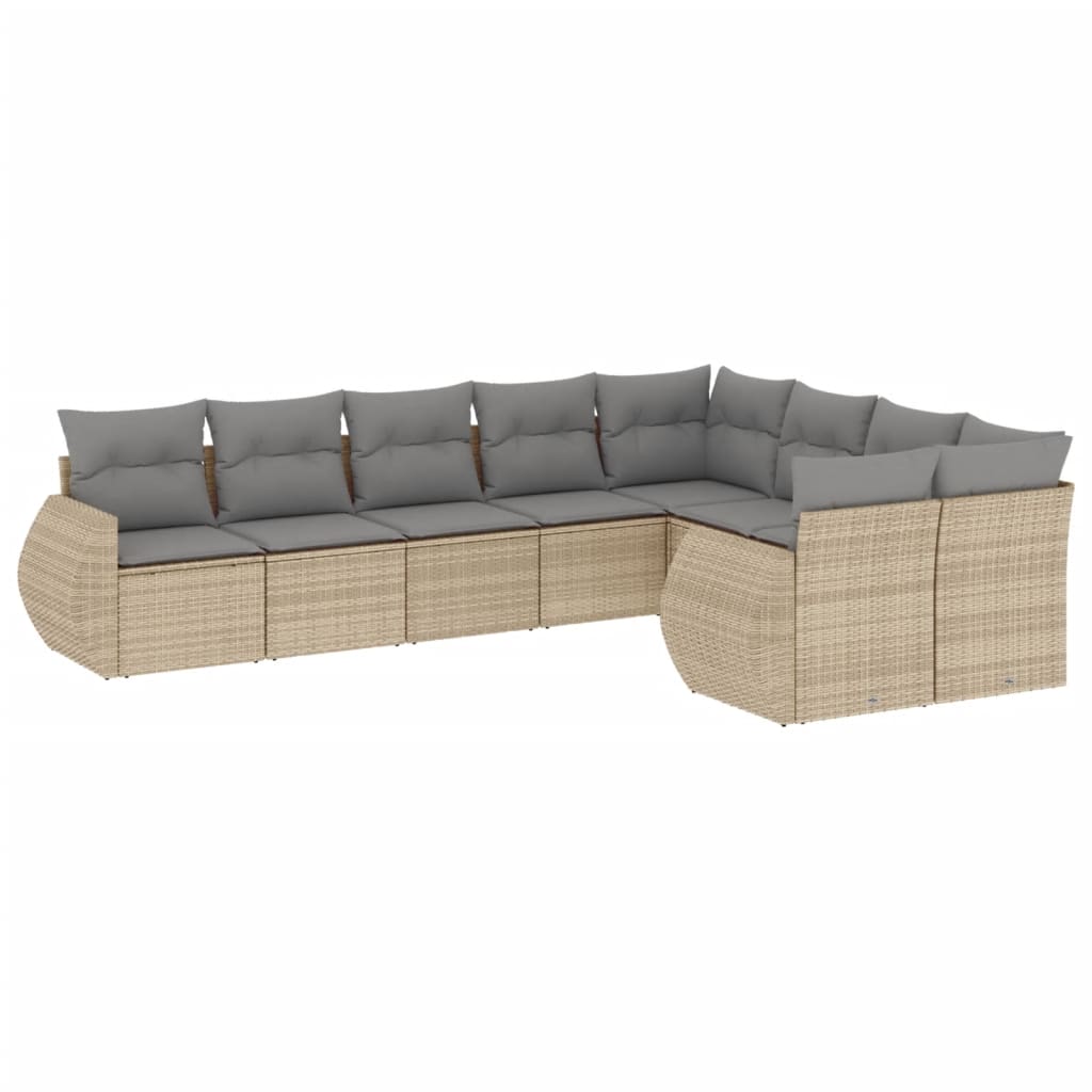 9-delige Loungeset met kussens poly rattan beige is nu te koop bij PeponiXL, paradijselijk wonen!