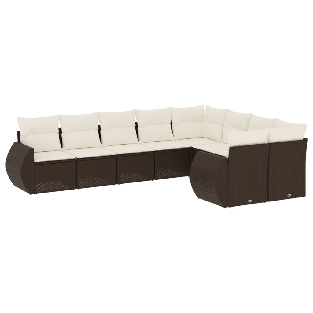 9-delige Loungeset met kussens poly rattan bruin is nu te koop bij PeponiXL, paradijselijk wonen!