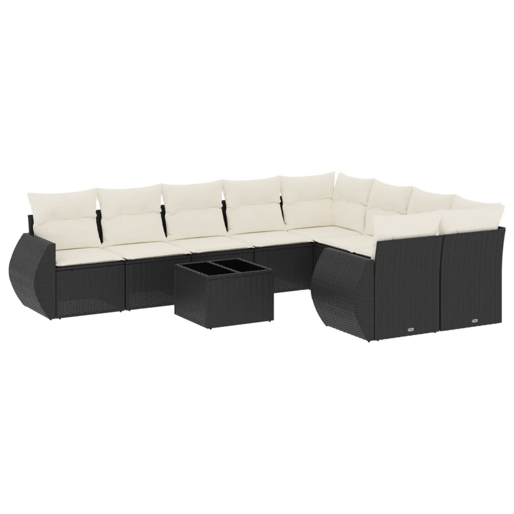 10-delige Loungeset met kussens poly rattan zwart is nu te koop bij PeponiXL, paradijselijk wonen!