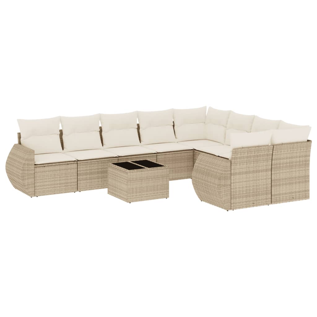 10-delige Loungeset met kussens poly rattan beige is nu te koop bij PeponiXL, paradijselijk wonen!