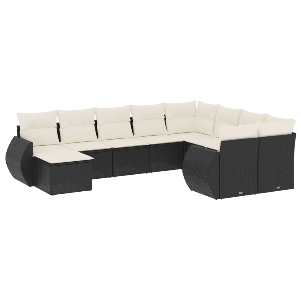 10-delige Loungeset met kussens poly rattan zwart is nu te koop bij PeponiXL, paradijselijk wonen!