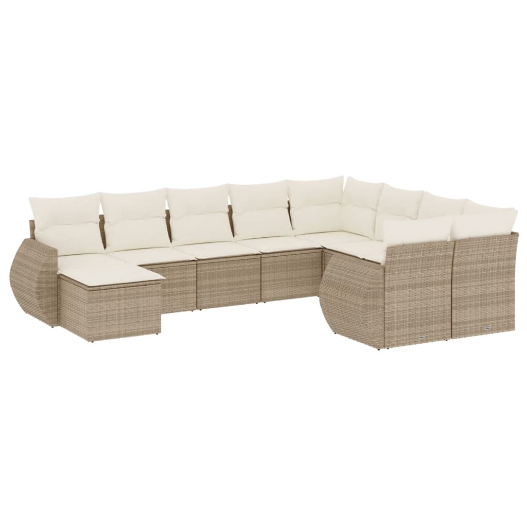 10-delige Loungeset met kussens poly rattan beige is nu te koop bij PeponiXL, paradijselijk wonen!