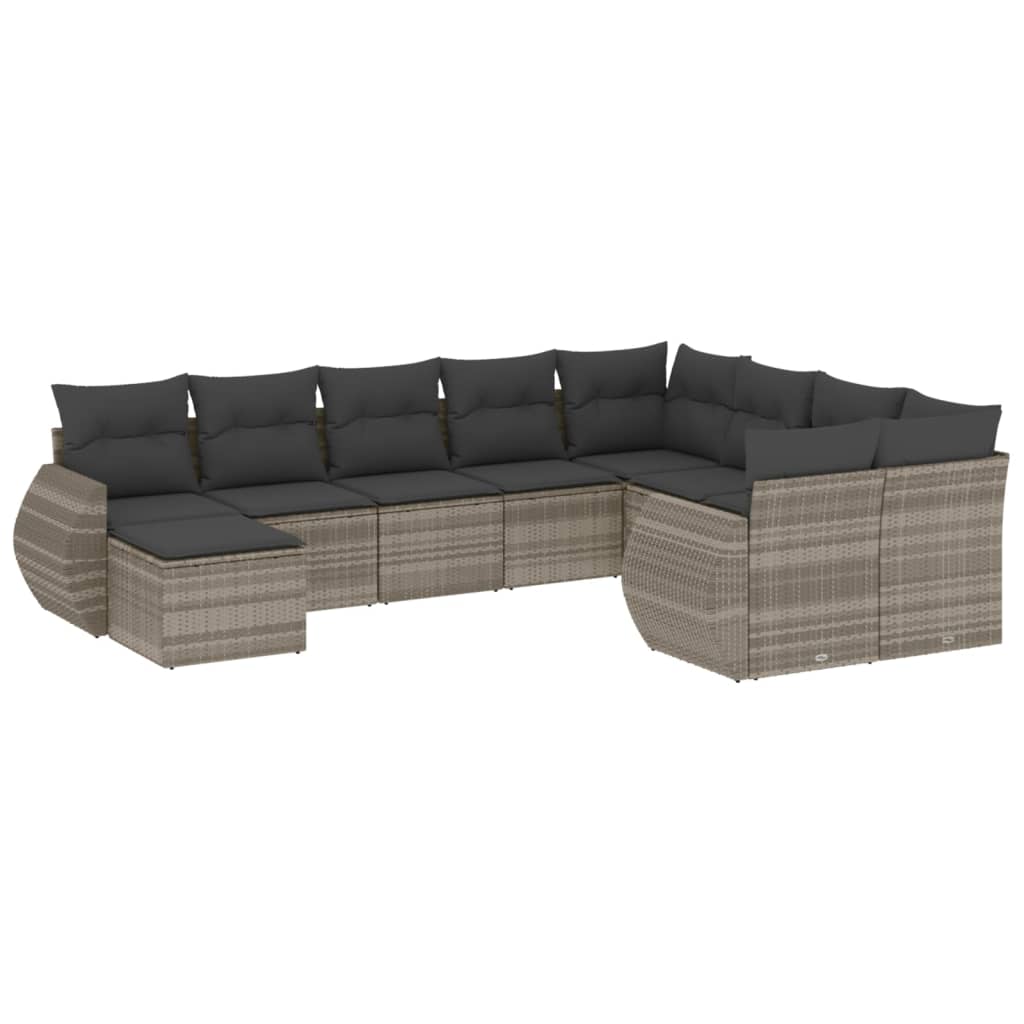 10-delige Loungeset met kussens poly rattan lichtgrijs is nu te koop bij PeponiXL, paradijselijk wonen!