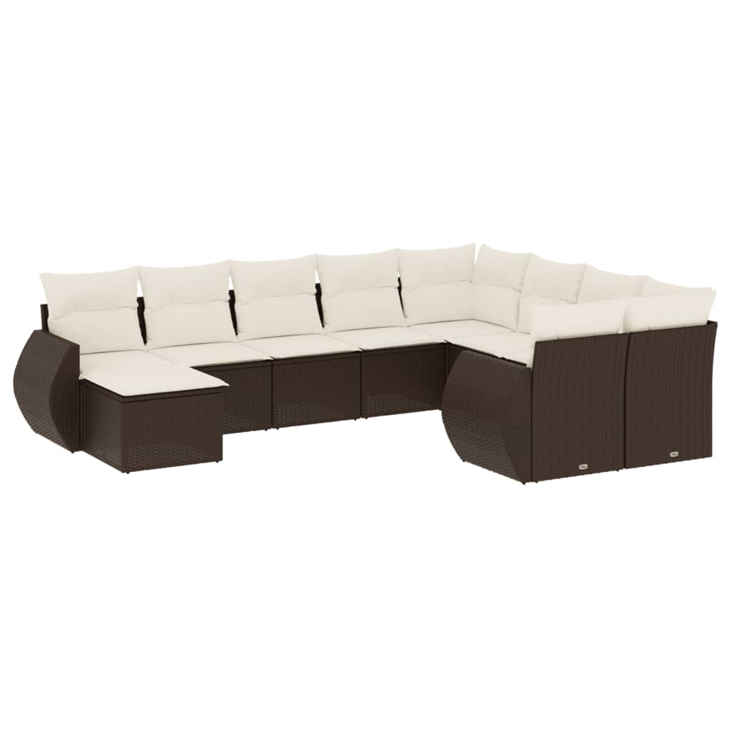 10-delige Loungeset met kussens poly rattan bruin is nu te koop bij PeponiXL, paradijselijk wonen!