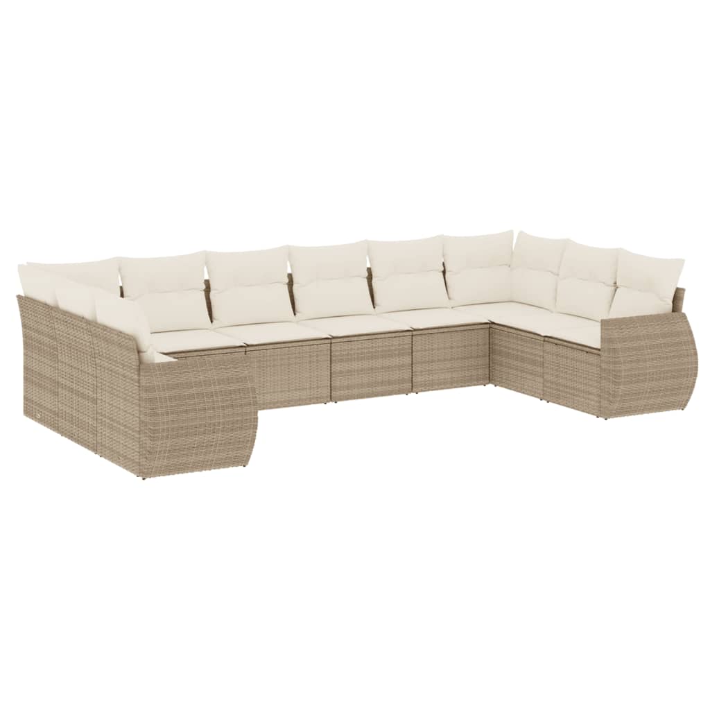 10-delige Loungeset met kussens poly rattan beige is nu te koop bij PeponiXL, paradijselijk wonen!