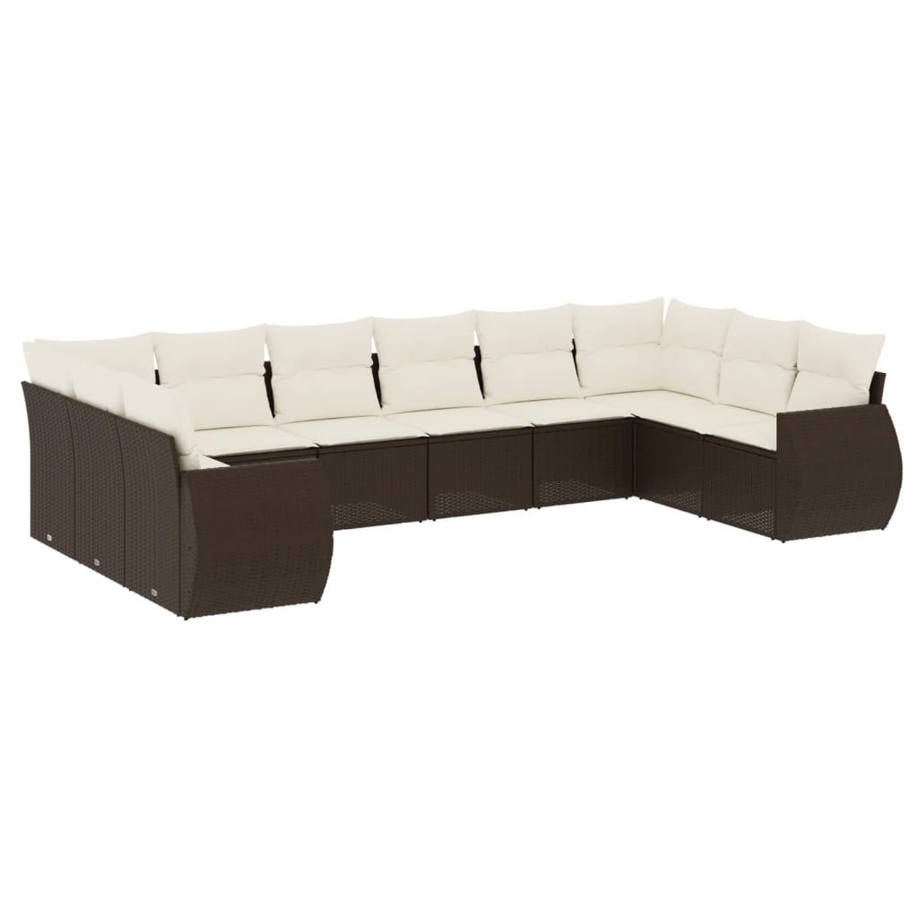 10-delige Loungeset met kussens poly rattan bruin is nu te koop bij PeponiXL, paradijselijk wonen!