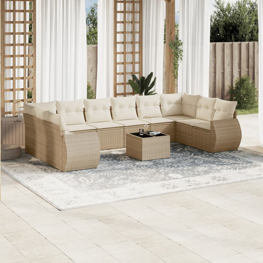 11-delige Tuinset met kussens poly rattan beige is nu te koop bij PeponiXL, paradijselijk wonen!